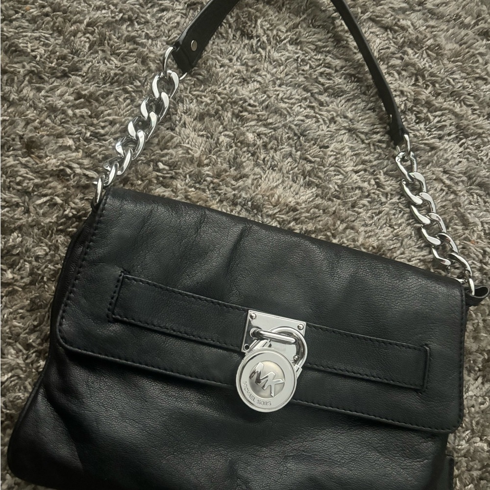 Michael Kors Black Leather Chain Shoulder Bag